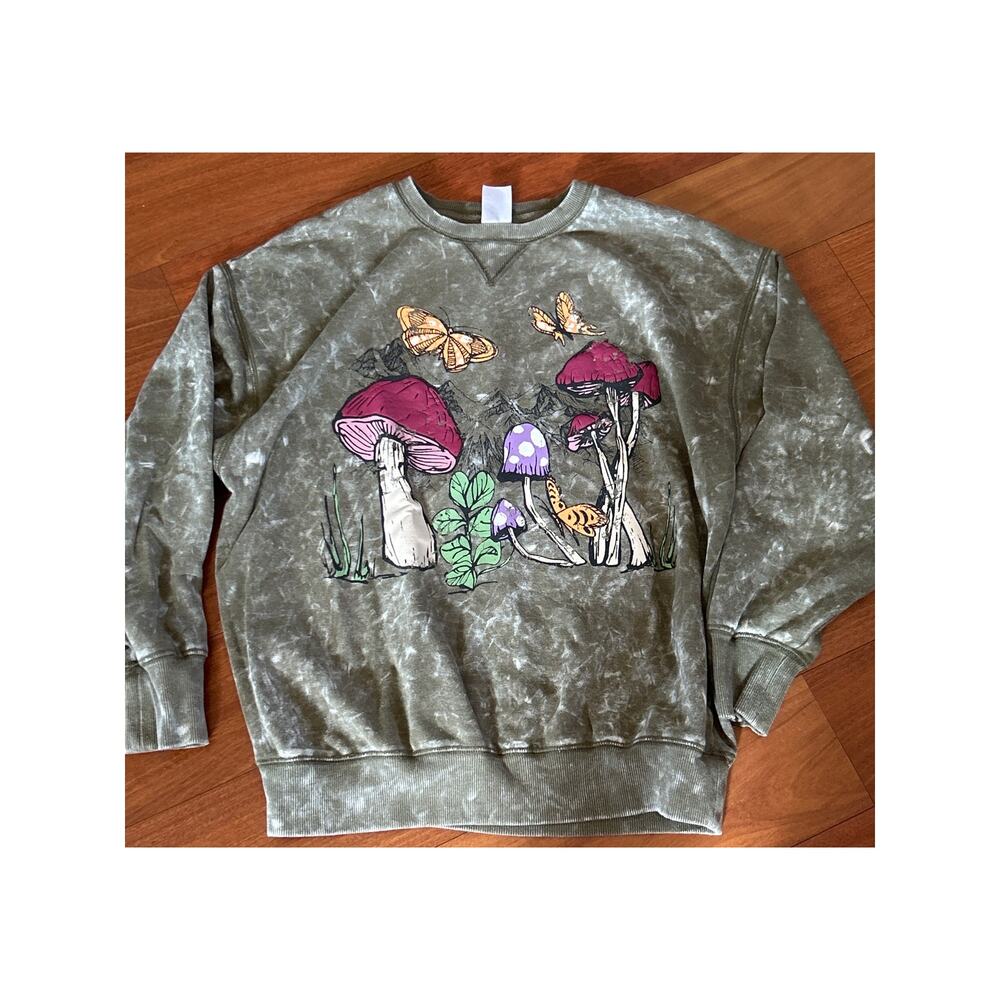 Mushroom Distressed Oversized Sweatshirt